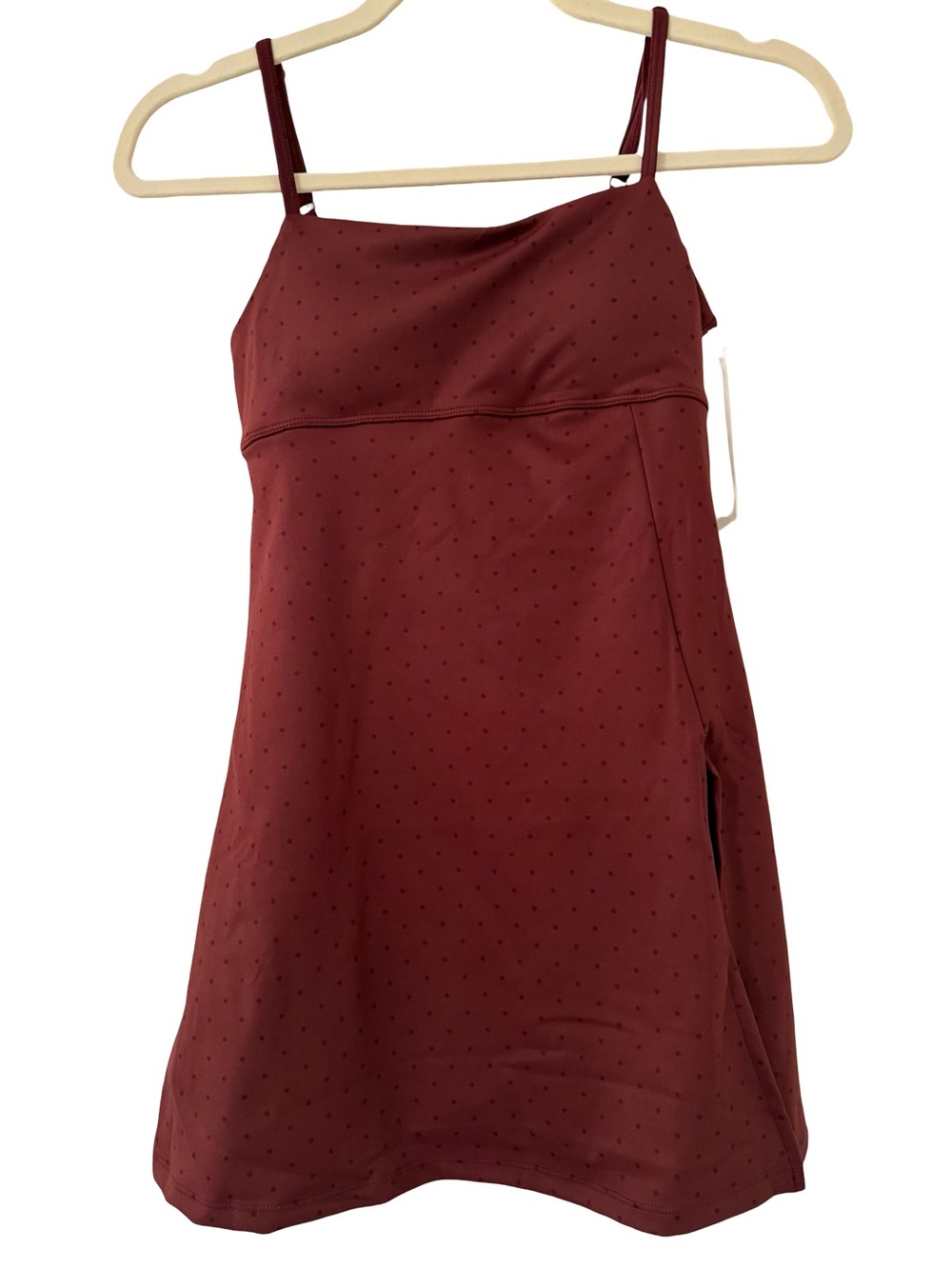 Posie Active Polka Dot Athleisure Mini Dress Burgundy XS NWT - Picture 2 of 9